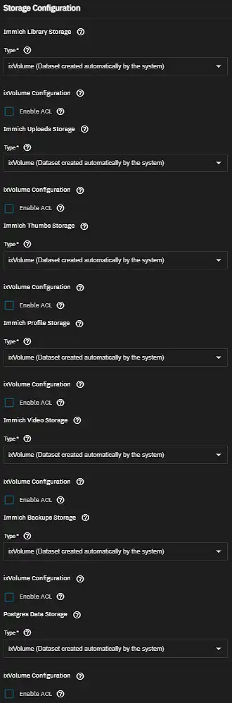 Storage Configuration ixVolumes