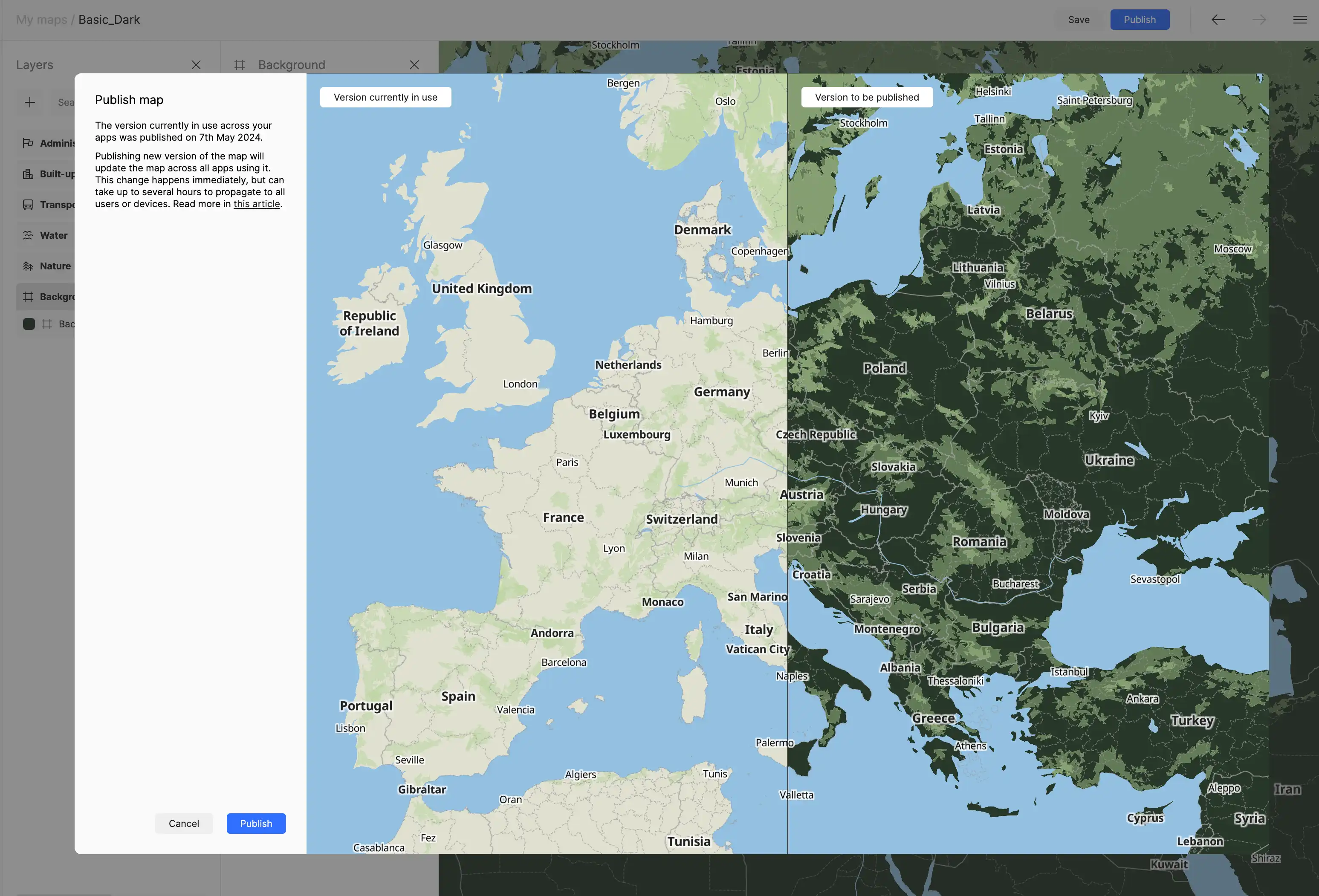 Configuración de Publicación de MapTiler